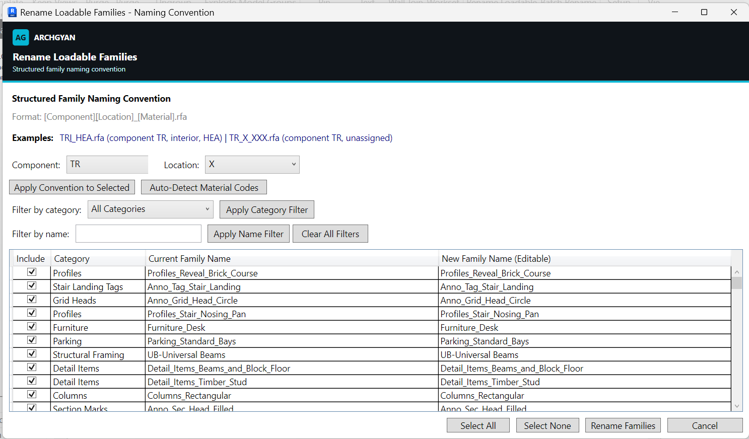 Rename Loadable Families